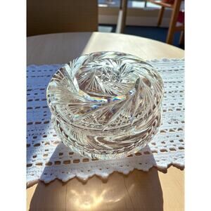 American Brilliant Cut Glass Dresser Jar-Large-Antique ABP Crystal-Vanity-Lidded
